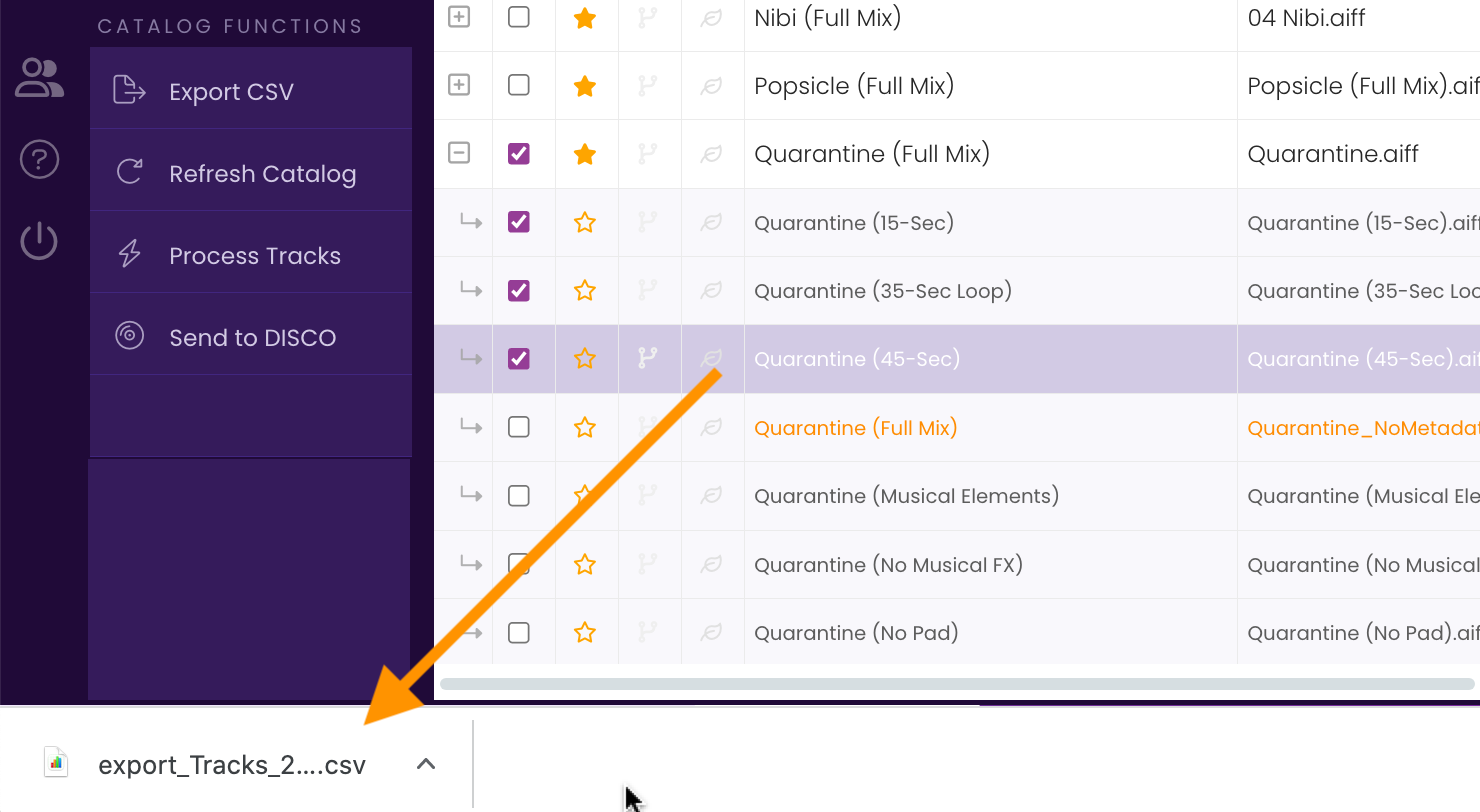 Clicking the Tag Files button in the TrackStage Side Menu.