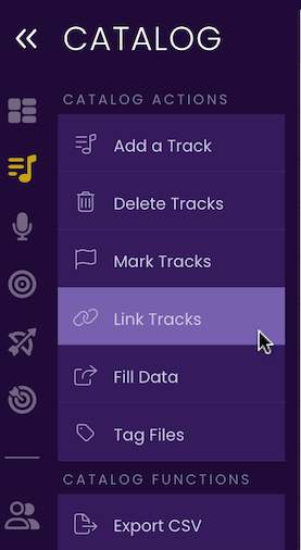 Clicking the Link Tracks button in the Side Menu.