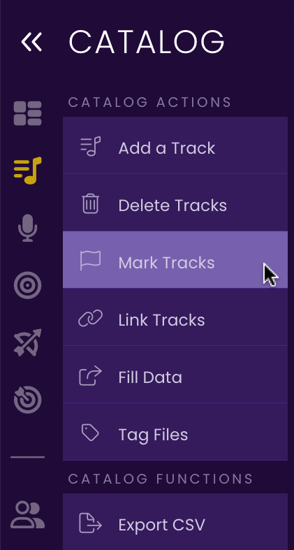 The Mark Tracks button in the Side Menu.