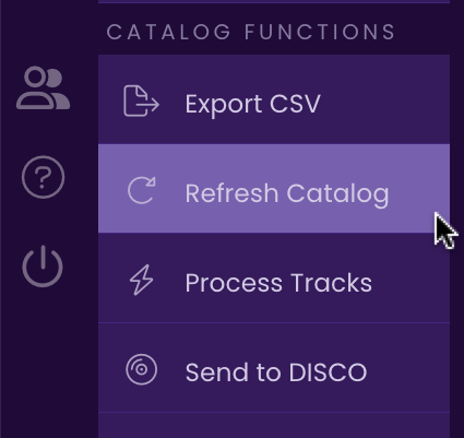 Clicking the Refresh Catalog button to view changes made the the track in the TrackStage Catalog.