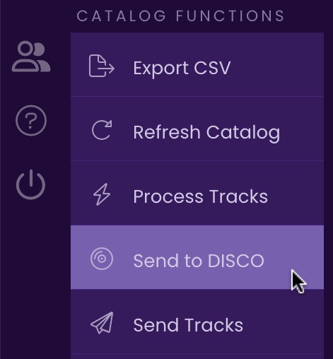 The Send to DISCO button in the TrackStage Function Menu